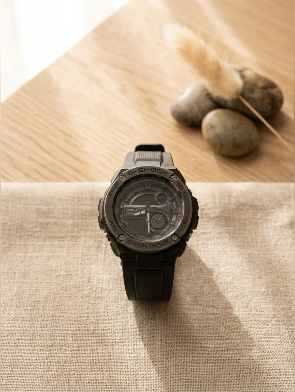 Casio G-Shock G-Steel Black Resin Anadigi Watch GST210B